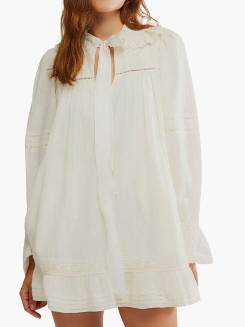 5 O'Clock Tea Time Long Sleeve Cotton Babydoll Minidress